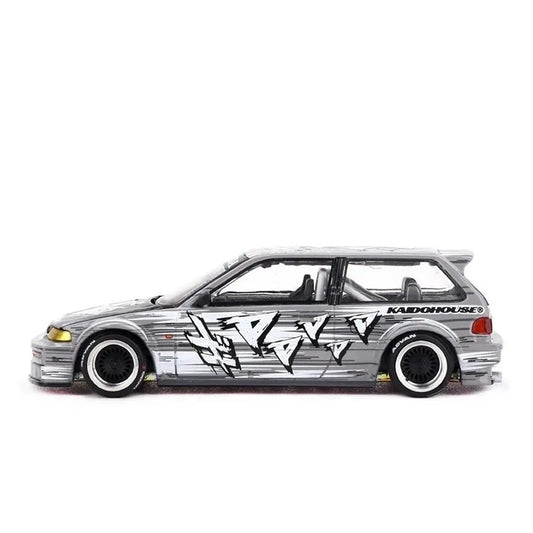 Honda Civic EF "Kaido Manga V1" (Silver) | Kaido House x Mini GT 1:64 | Diecast