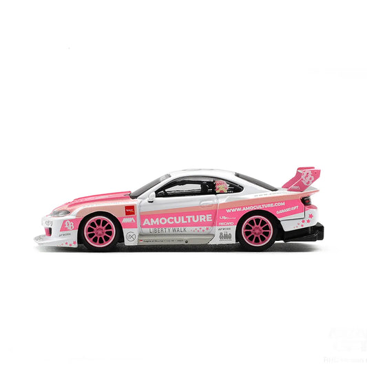 Nissan Silvia (S15) LB-Super Silhouette AMOCULTURE (White/Pink) | Mini GT 1:64 | Diecast