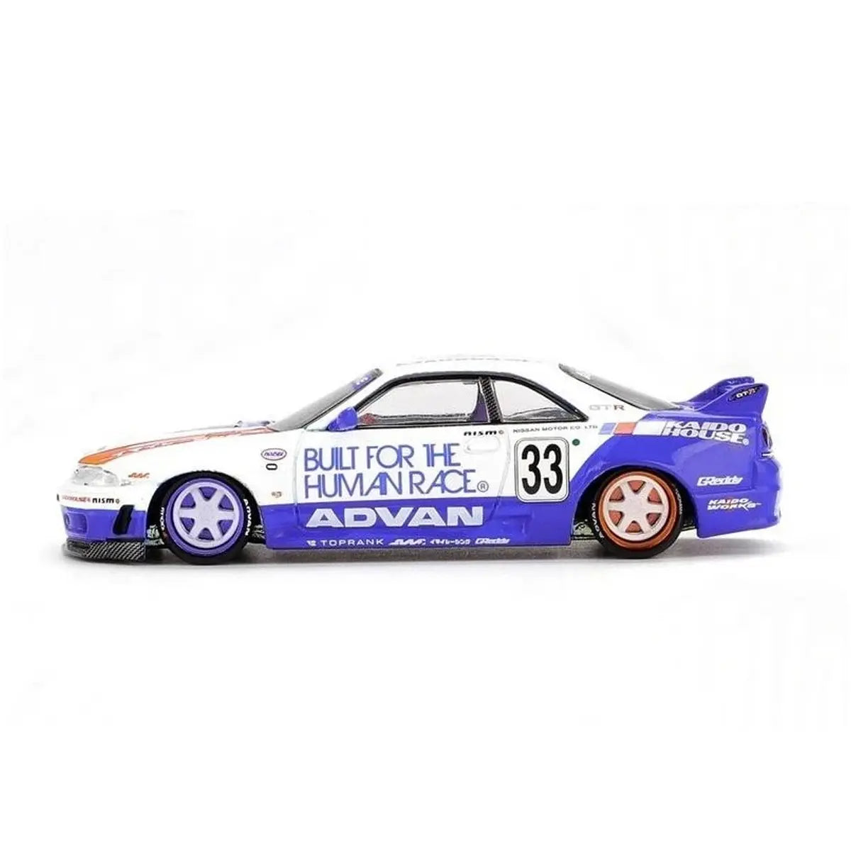 Nissan Skyline GT-R (R33) BFTHR V1 (White/Blue) | Kaido House x Mini GT 1:64 | Diecast