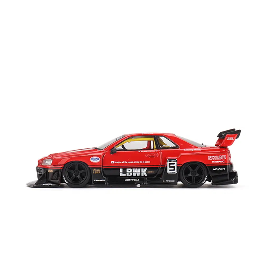 Nissan Skyline ER34 LB Super Silhouette (Red / Black) | Mini GT 1:64 | Diecast