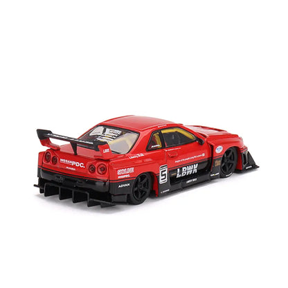 Nissan Skyline ER34 LB Super Silhouette (Red / Black) | Mini GT 1:64 | Diecast
