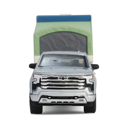 Chevrolet Silverado High Country + Pop-Up Camper (Sterling Gray) | Greenlight 1:64 | Diecast