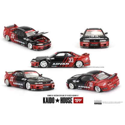 Nissan Skyline GT-R R33 Kaido Works ADVAN | Kaido House x Mini GT 1:64 | Diecast
