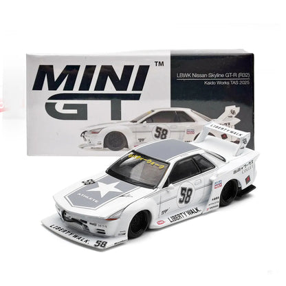 Nissan Skyline GT-R (R32) LB Kaido Works TAS 2025 (White) | Mini GT 1:64 | Diecast