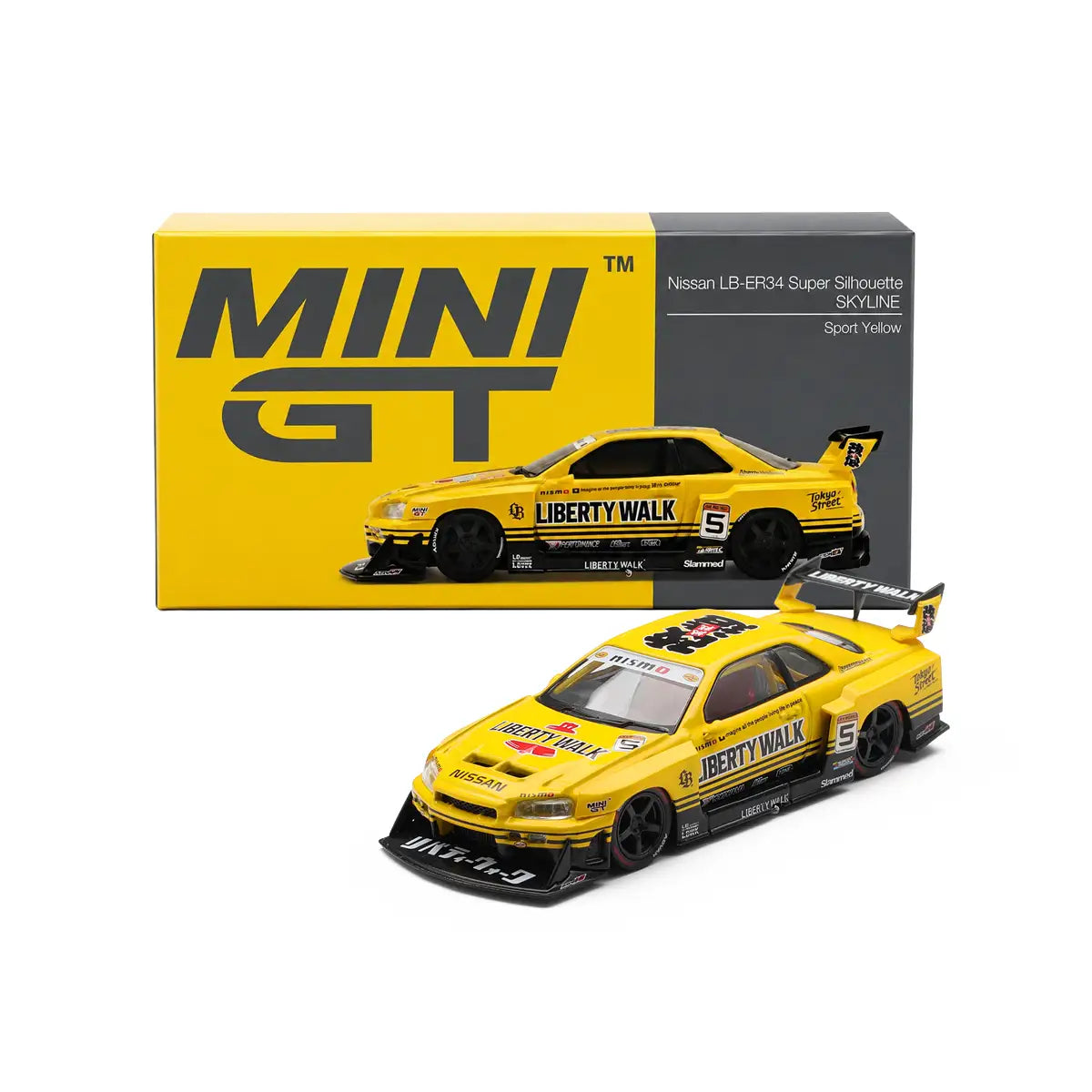 Nissan LB-ER34 Super Silhouette Skyline (Sport Yellow) | Mini GT 1:64 | Diecast