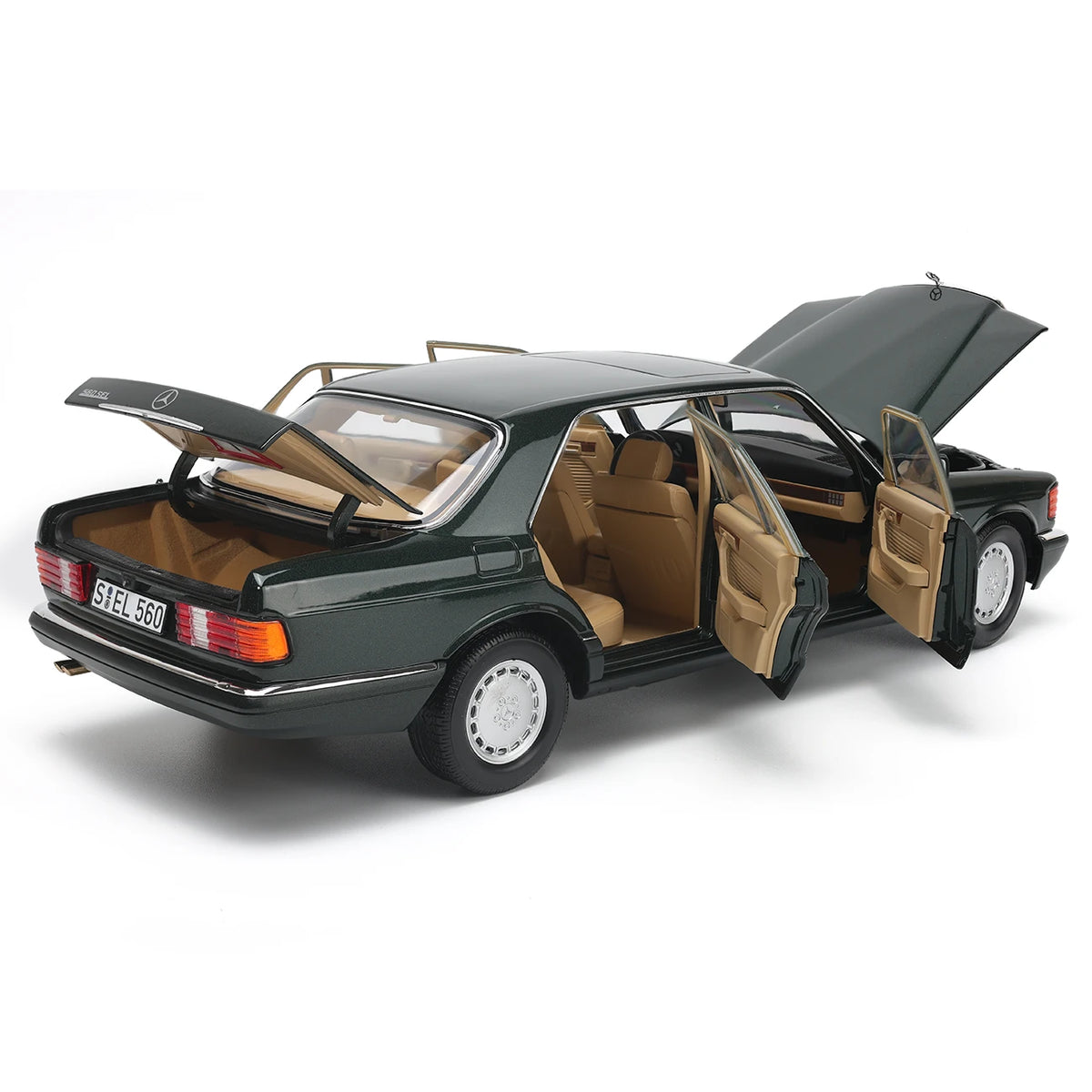 مرسيدس بنز 560 SEL (W126) موديل 1989 (أخضر) | نوريف 1:18 إصدار الوكيل | دايكاست