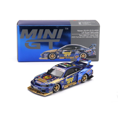 Nissan LB-Super Silhouette S15 Silvia #555 Halloween Special (Blue/Gold) | Mini GT 1:64 | Diecast