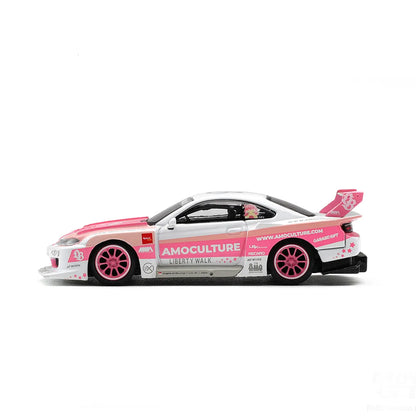 Nissan Silvia (S15) LB-Super Silhouette AMOCULTURE (White/Pink) | Mini GT 1:64 | Diecast