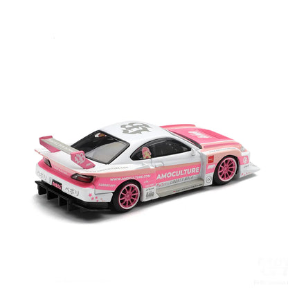 Nissan Silvia (S15) LB-Super Silhouette AMOCULTURE (White/Pink) | Mini GT 1:64 | Diecast