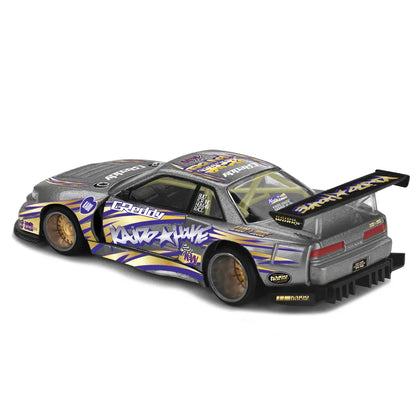 Nissan Silvia S13-R "Kaido Drift V1" GReddy (Gunmetal) | Kaido House x Mini GT 1:64 | Diecast