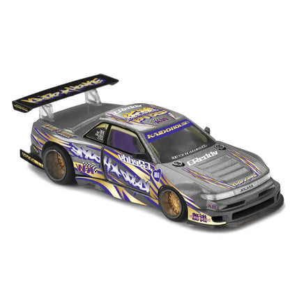 Nissan Silvia S13-R "Kaido Drift V1" GReddy (Gunmetal) | Kaido House x Mini GT 1:64 | Diecast