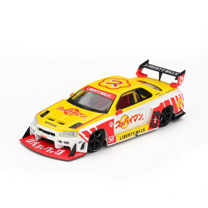 Nissan LB-ER34 Super Silhouette Skyline Suppaiman Okinawa (Yellow/Red) | Mini GT 1:64 | Diecast
