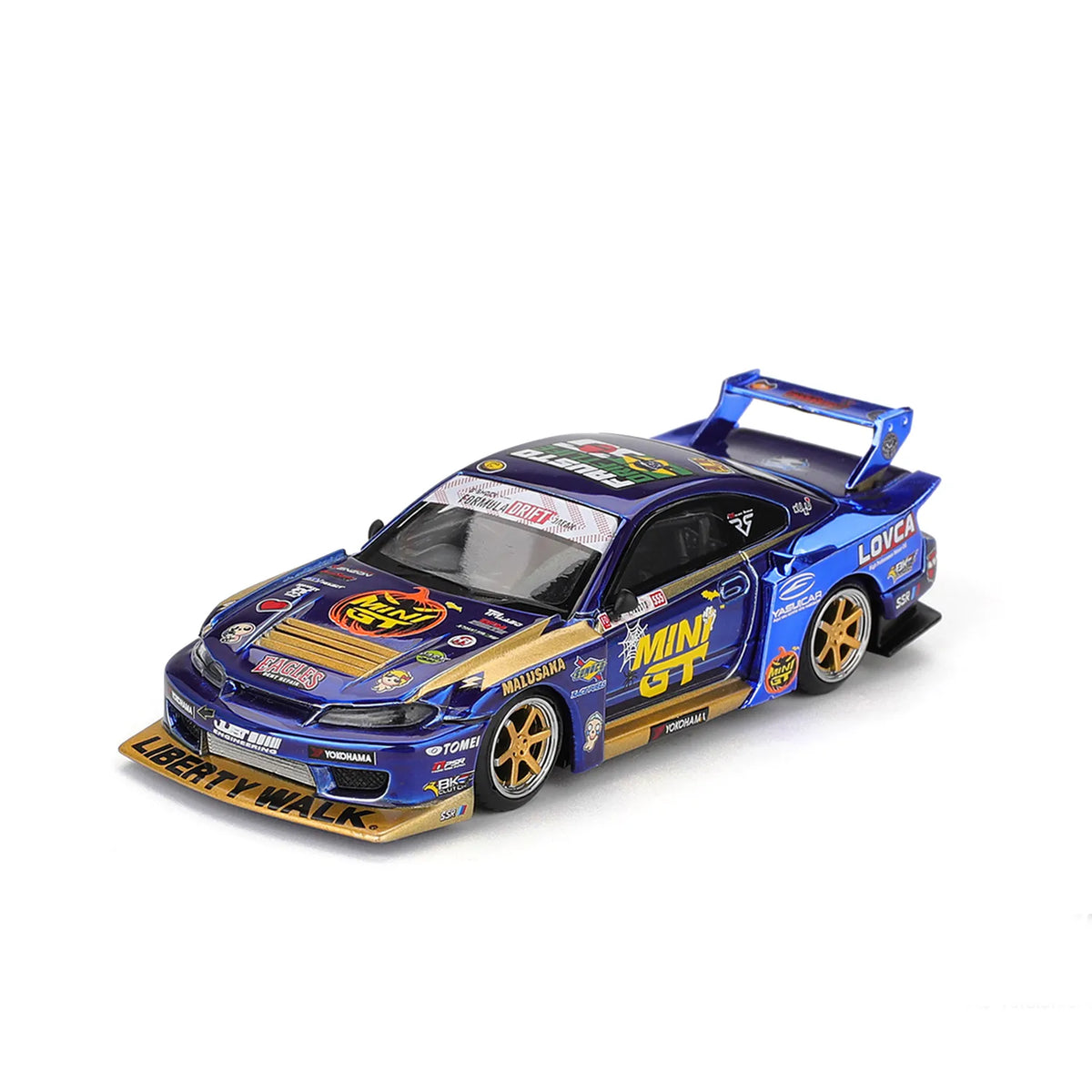 Nissan LB-Super Silhouette S15 Silvia #555 Halloween Special (Blue/Gold) | Mini GT 1:64 | Diecast