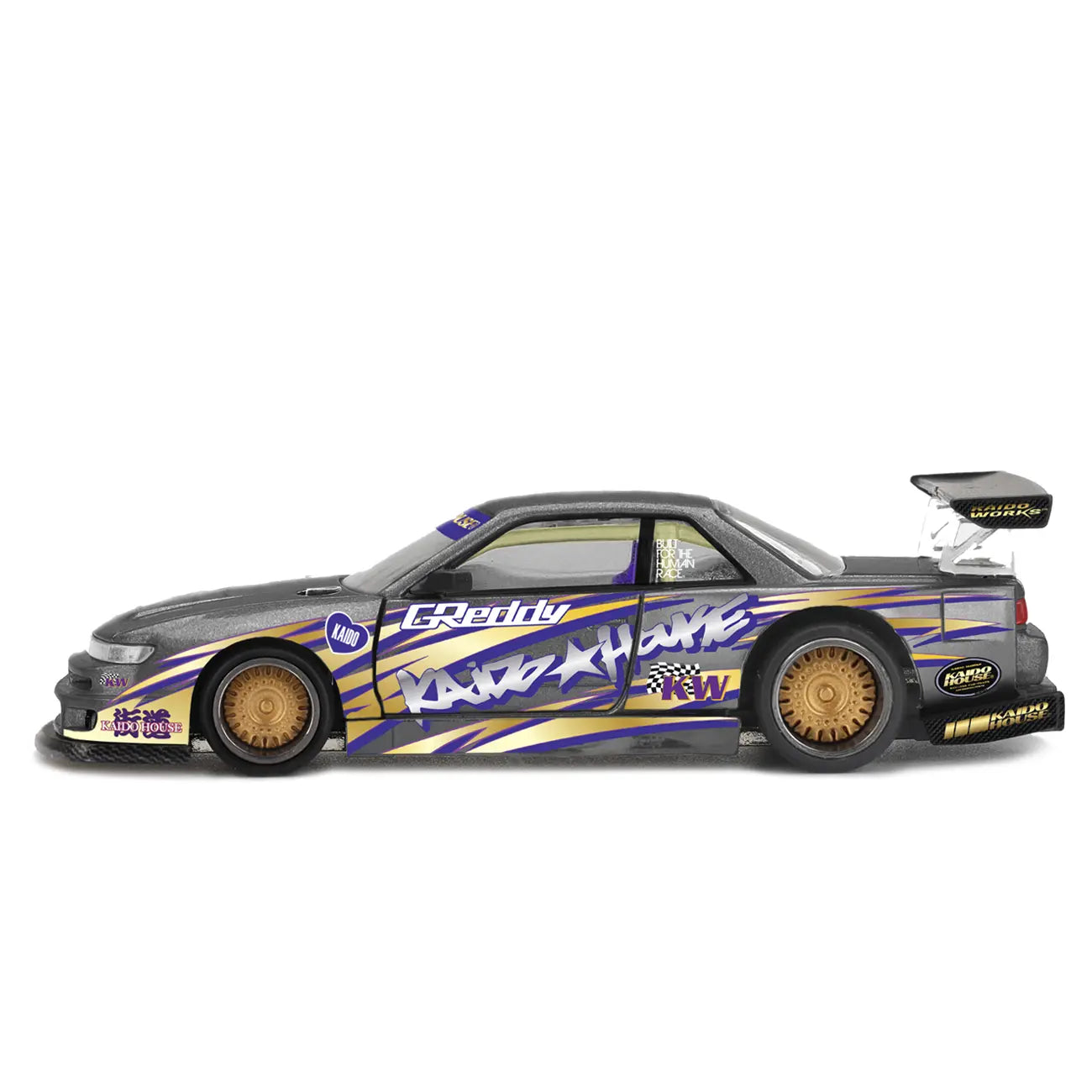 Nissan Silvia S13-R "Kaido Drift V1" GReddy (Gunmetal) | Kaido House x Mini GT 1:64 | Diecast