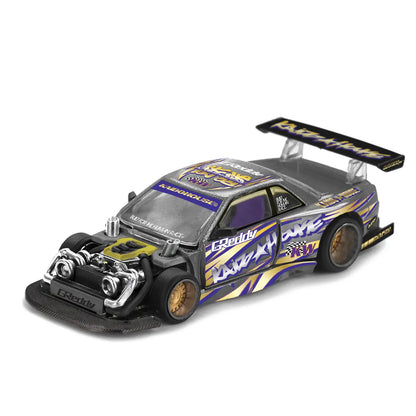 Nissan Silvia S13-R "Kaido Drift V1" GReddy (Gunmetal) | Kaido House x Mini GT 1:64 | Diecast