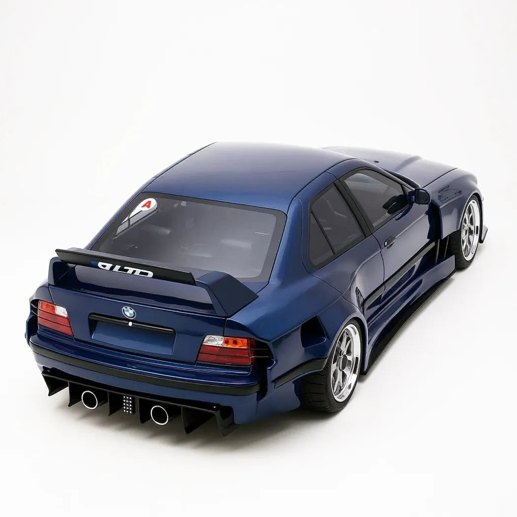 BMW E36 LTO Sedan Turbo Khyzyl Saleem 2023 (Avus Blue) | OttOmobile 1:18 | Resin
