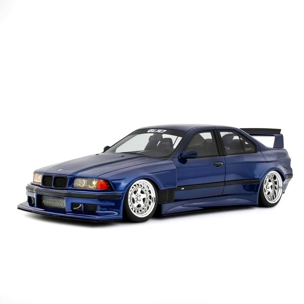 BMW E36 LTO Sedan Turbo Khyzyl Saleem 2023 (Avus Blue) | OttOmobile 1:18 | Resin