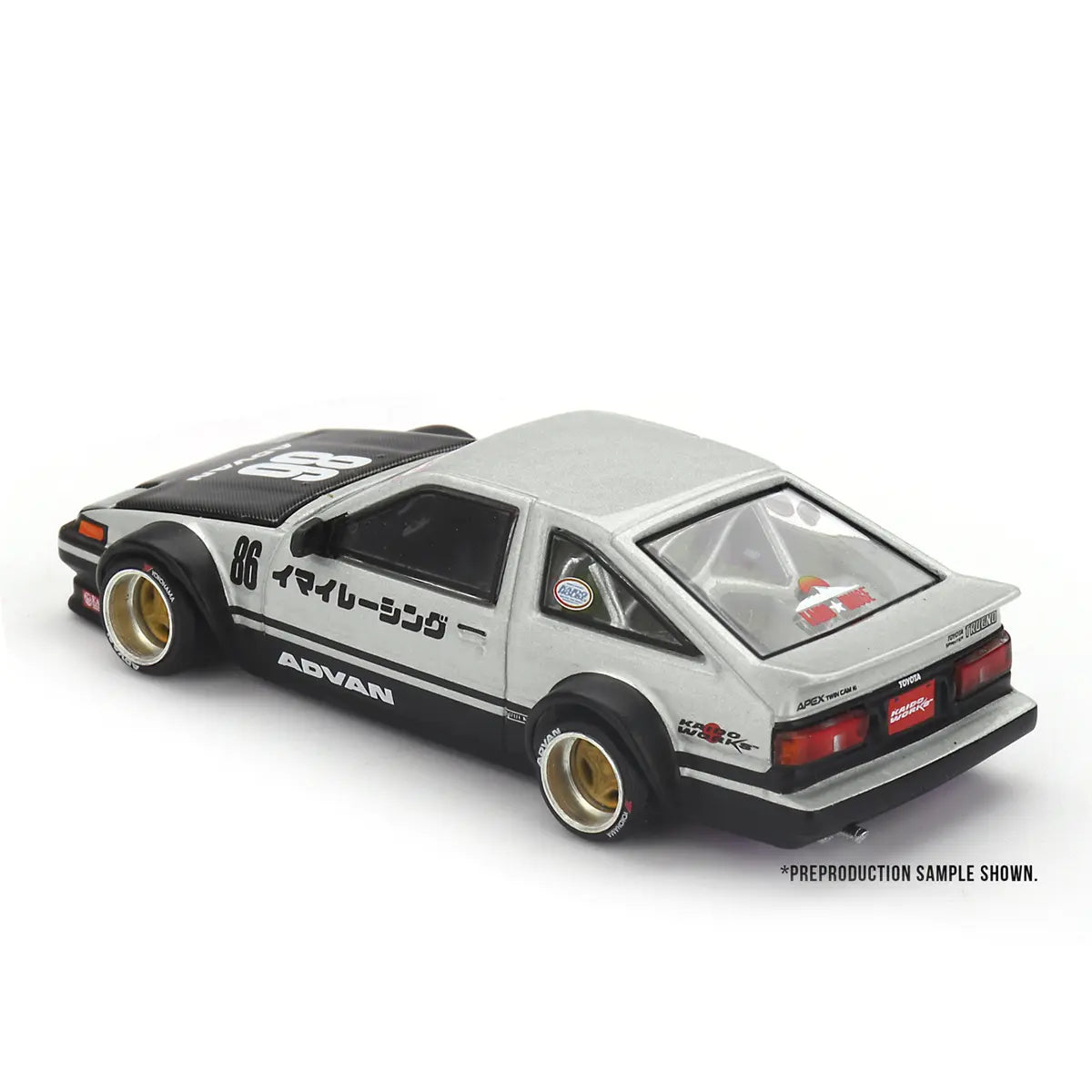 Toyota AE86 Sprinter Trueno Kaido Street V2 (Silver/Black) | Kaido House x Mini GT 1:64 | Diecast