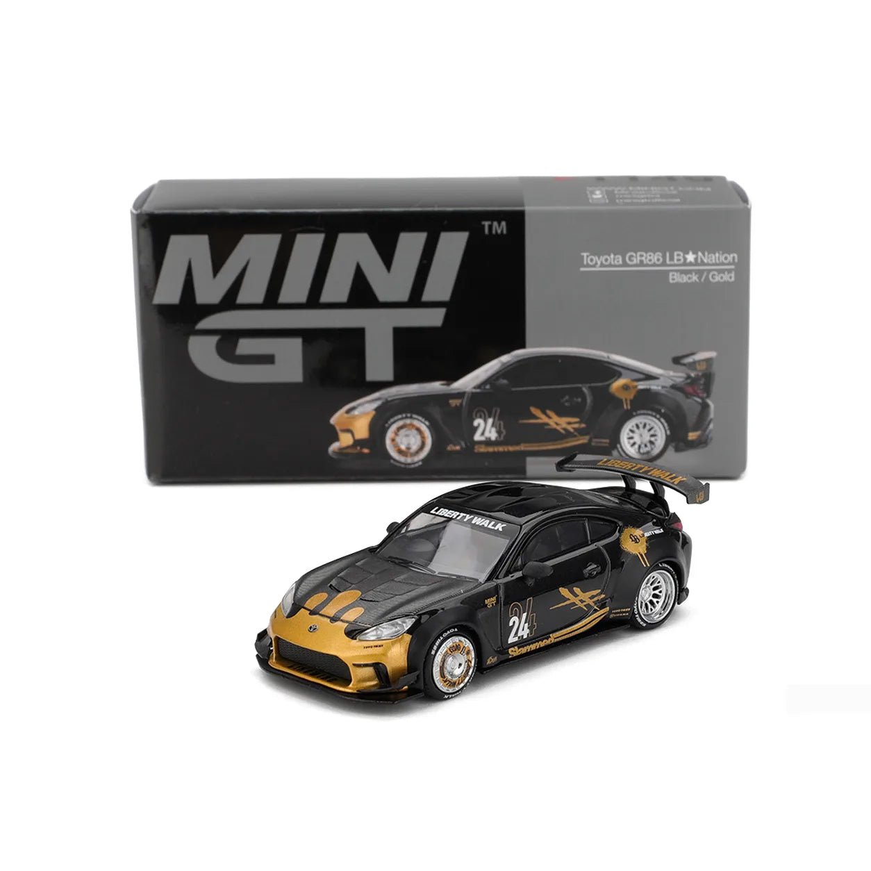 Toyota GR86 LB★Nation Black / Gold | MINI GT 1:64 Diecast