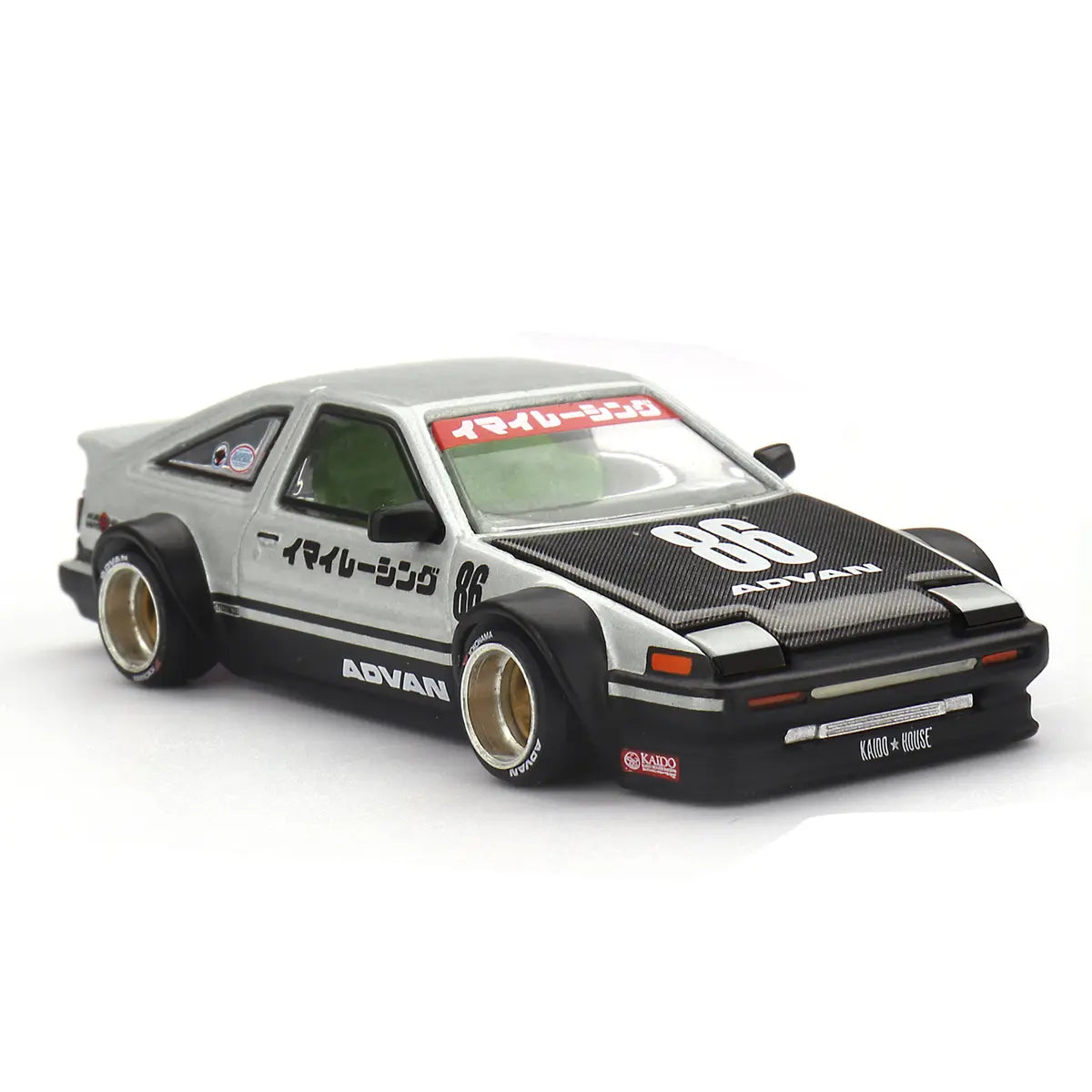Toyota AE86 Sprinter Trueno Kaido Street V2 (Silver/Black) | Kaido House x Mini GT 1:64 | Diecast