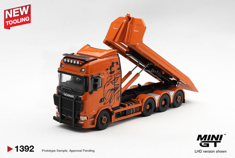 PREORDER SCANIA 770S B8X4NA HOOKLIFT FLATBED ORANGE